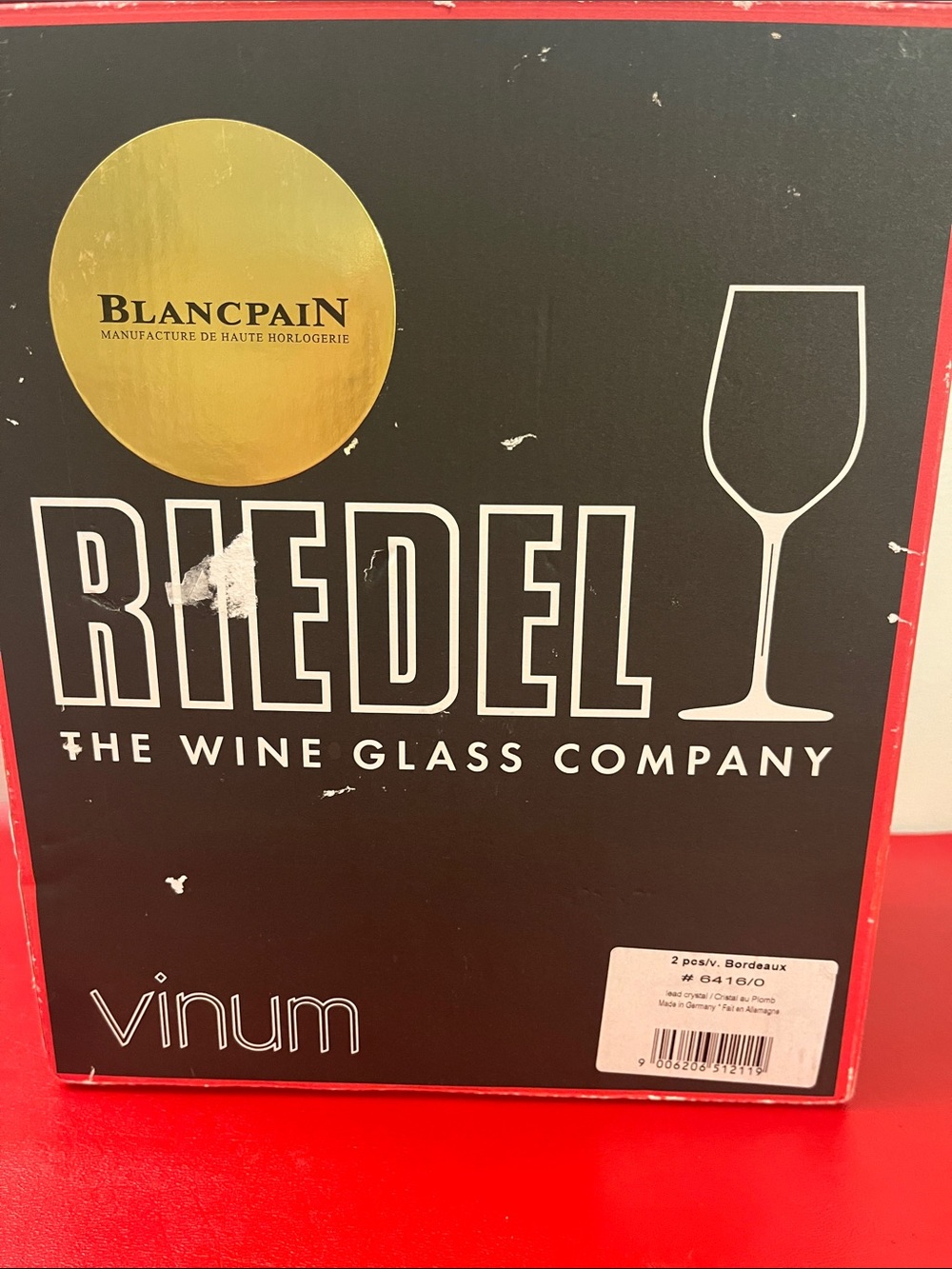 Riedel Vinum Bordeaux Wine Glasses - Black and Red Accents